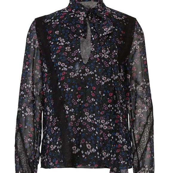 Fame And Partners The Carrera Blouse Black Floral Lace - Picture 1 of 9